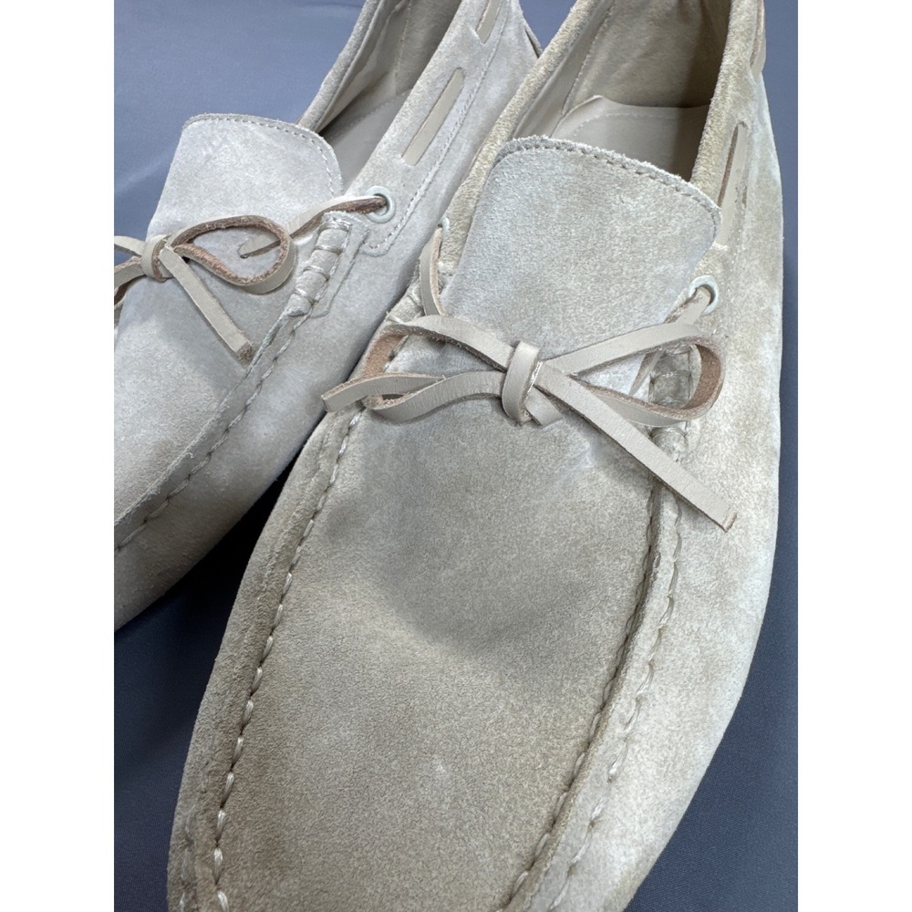 Zara Mens Suede Driving Loafers Sand Beige Leather Tie Slip On Shoes 42 - Picture 7 of 15